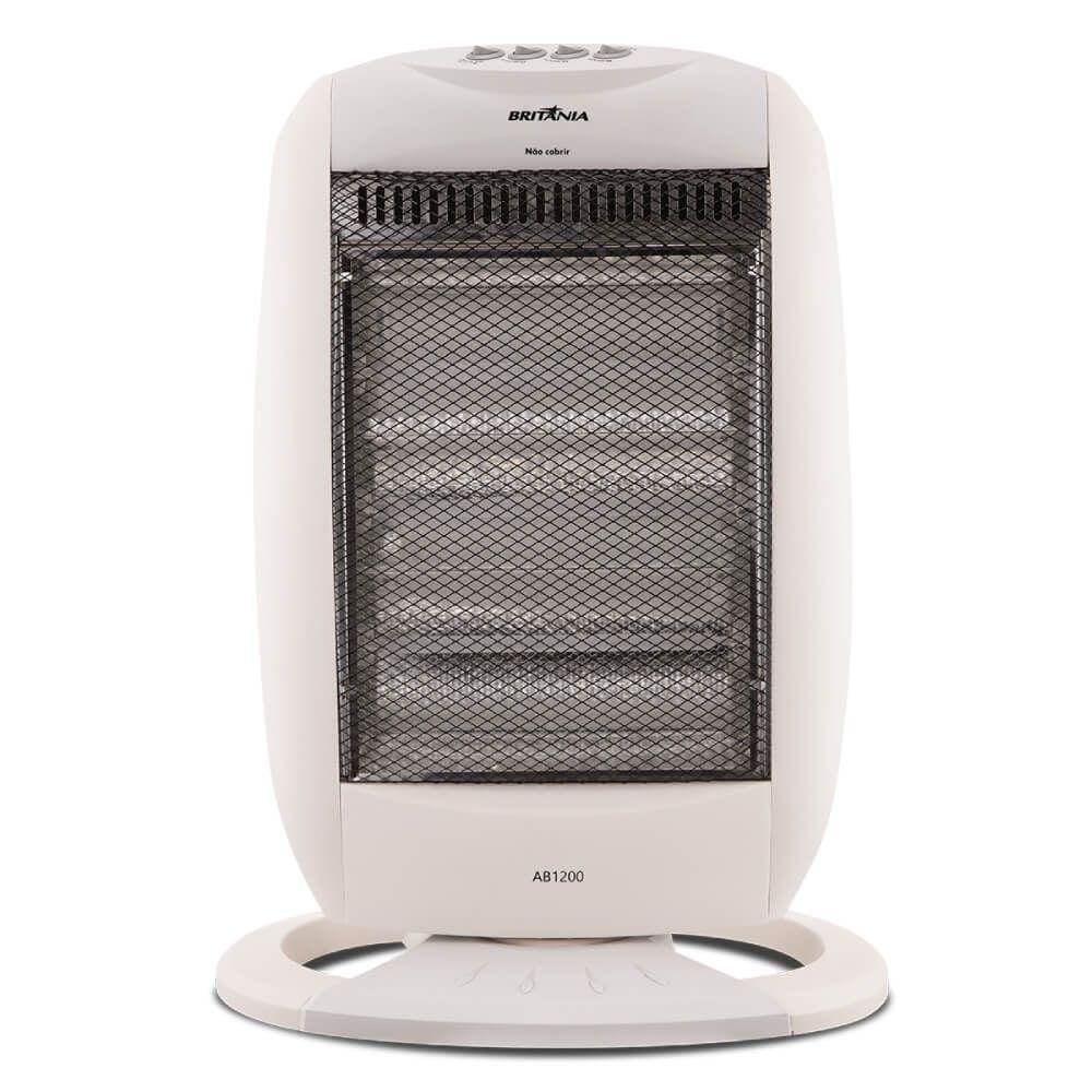 Aquecedor Halogênio Britânia c/ Controle de Temperatura AB1200 1200W Branco