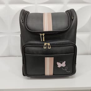 Mochila Maternidade Preta/Rose Borboleta - Coutre Bolsas