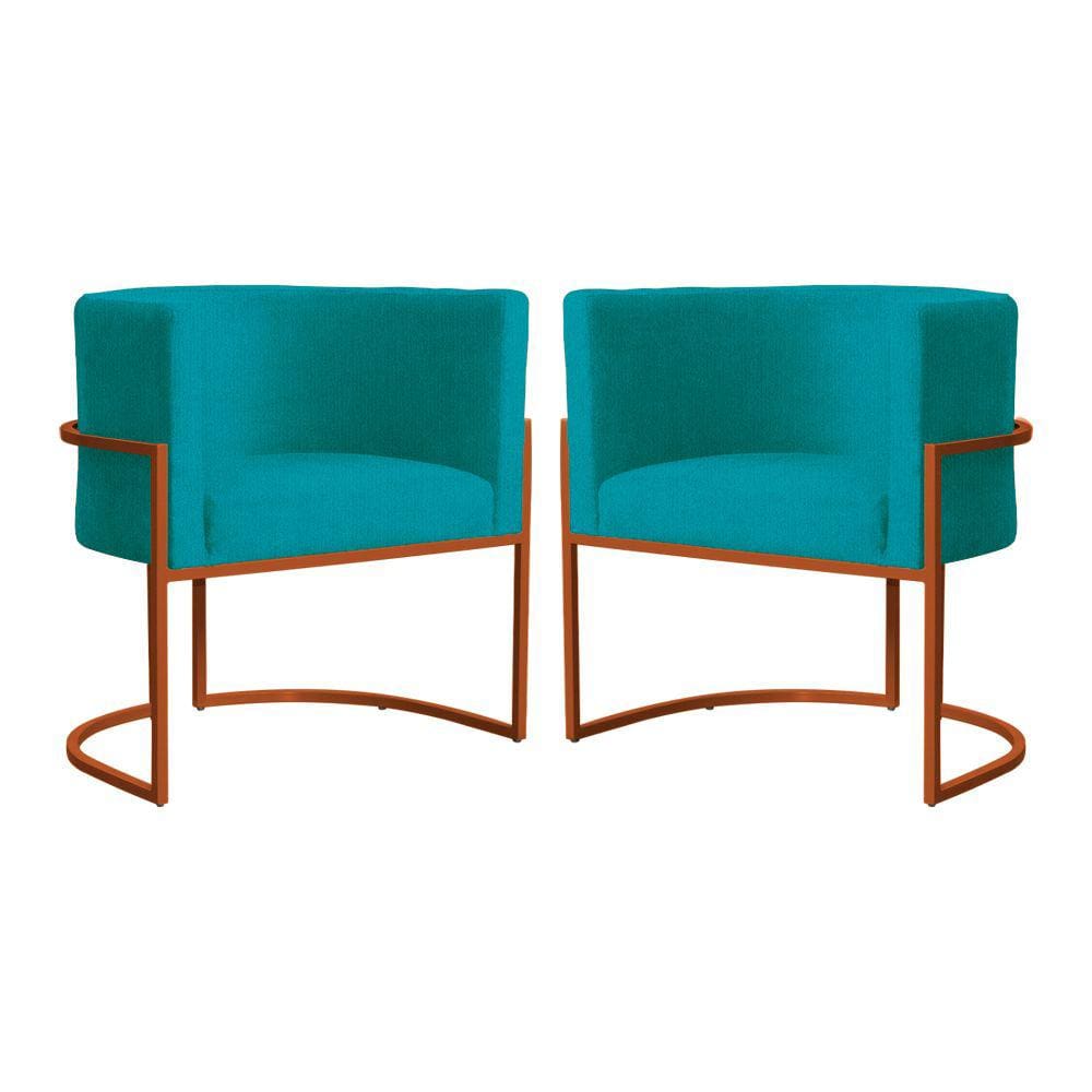 Kit 02 Poltronas Decorativa Luana Base Bronze Suede Cores  -  S.A Móveis