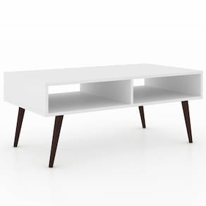 Mesa de Centro 2 Nichos com Pés de Plástico Retrô - Branco