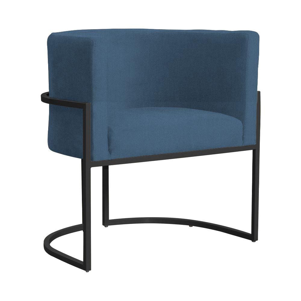 Poltrona Decorativa Luana Base Preta Suede Cores - S.A Móveis