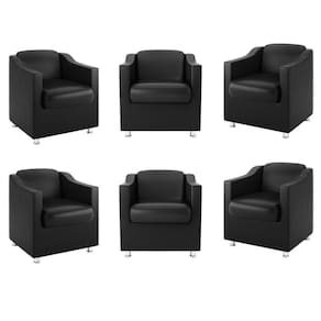Kit 6 Poltronas Para Recepção Tilla Cor Courino Preta