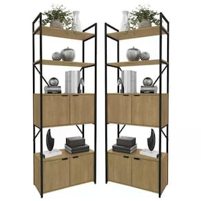 Kit 02 Estantes Alta 04 Portas 200X72Cm Industrial Crome Li018 Freijo Preto Kappesberg