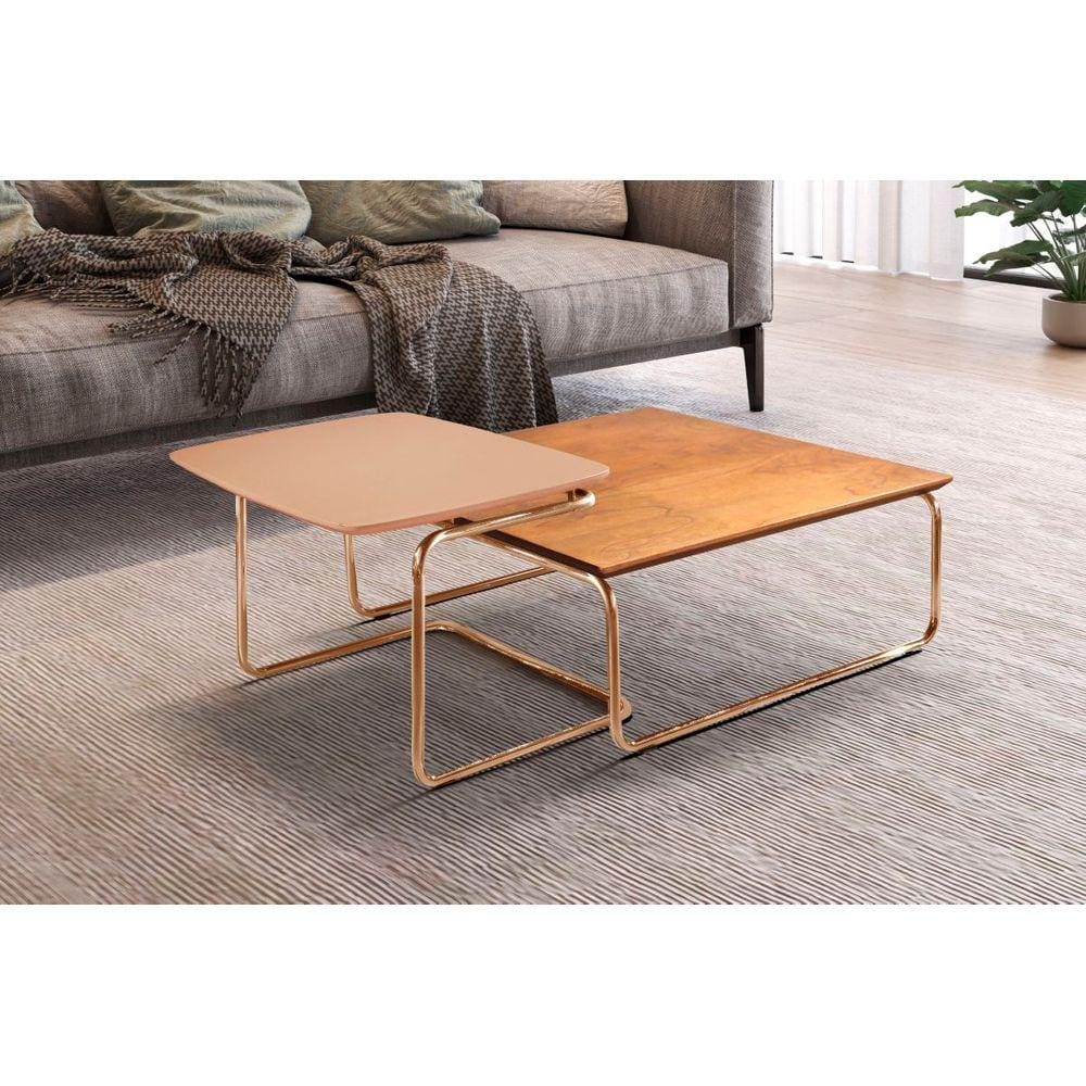 Conjunto Mesa de Centro Kairos Base Cobre LarFlex