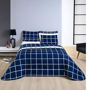 Cobre Leito Colcha Queen 3 peças Micropercal 200 Fios Matelado Dupla Face Austin - Preto e Branco