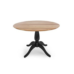 Mesa de Jantar Redonda Milena Madeira Eucalipto - Preto/Natural