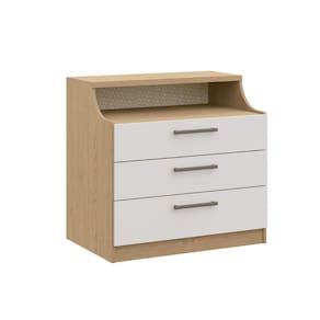 Cômoda Modulada Elegance com 3 Gavetas - Carvalho/Off White
