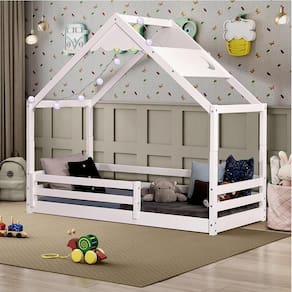 Cama Montessoriana Prime com Telhado Inclinado Lua Branco- Casatema