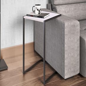Mesa de Apoio Lateral Industrial - Branco/Preto