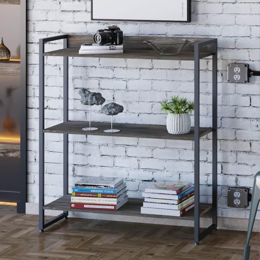 Estante Dynamica Industrial 80 cm - Carvalho Dark/Preto