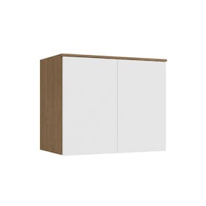 Armário Aéreo Modulado Requinte com 2 Portas - Macadâmia/Branco Line