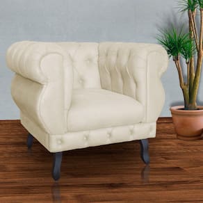 Poltrona Decorativa Sala Recepção Maya Suede Bege LM DECOR