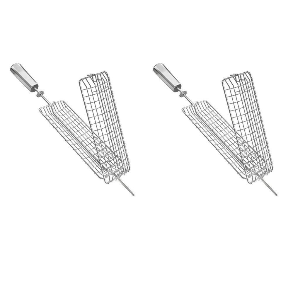 Kit 2 Espetos Grelha Giratório para Churrasqueira Pratic