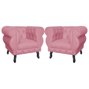 Kit 2 Poltronas Decorativa Sala Recepção Maya Suede Rosa LM DECOR