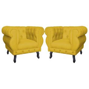 Kit 2 Poltronas Decorativa Sala Recepção Maya Veludo Mostarda LM DECOR