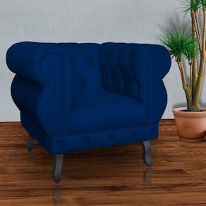 Poltrona Decorativa Sala Recepção Maya Suede Azul Marinho LM DECOR