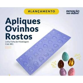 4 Placas Chocolate Apliques Ovinhos Rostos Porto Formas 881