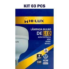 Kit 3 Lampada De Led Alta Pot 40W Bulbo 6500K Branco Frio