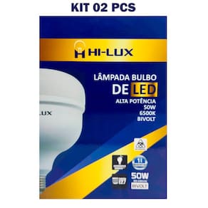 Kit 2 Lampada De Led Alta Pot 50W Bulbo 6500K Branco Frio