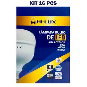 Kit 16 Lampada De Led Alta Pot 50W Bulbo 6500K Branco Frio