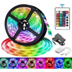 KIT 02 Fita Led 5m Rgb 3528 Prova D`agua + Fonte + Controle