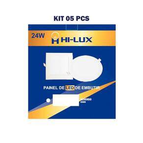 Kit 05 Paineis De Led Embutir Redondo 24W 6500K Branco Frio
