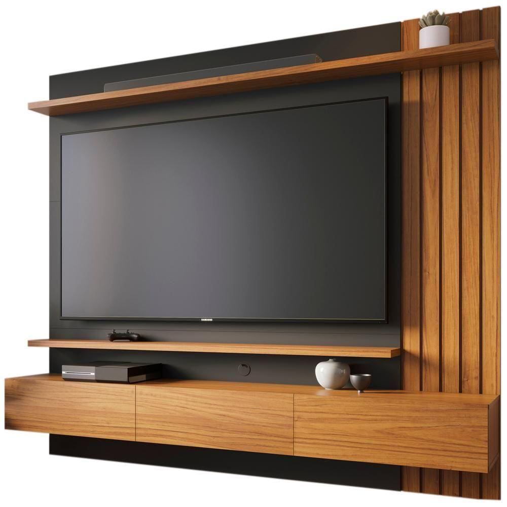Painel Home Suspenso Para Tv 70 Polegadas Juriti Noce Milano Preto Clb Noce Milano Preto