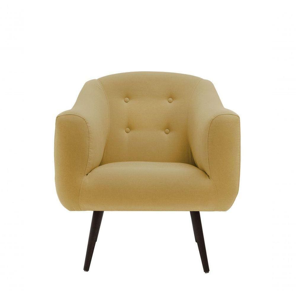Poltrona Zap Suede E Linho - Daf Mobiliário Cor Amarelo