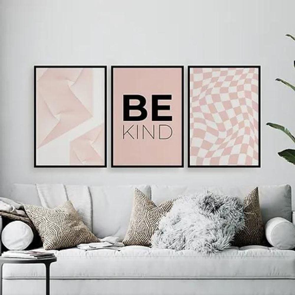 Kit 3 Quadros Geométricos Be Kind 33X24Cm