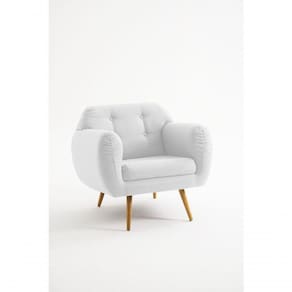 Poltrona Beatle Suede E Linho  - Daf Mobiliário Cor Cru
