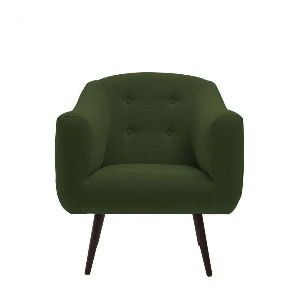 Poltrona Zap Suede E Linho - Daf Mobiliário Cor Verde Couve