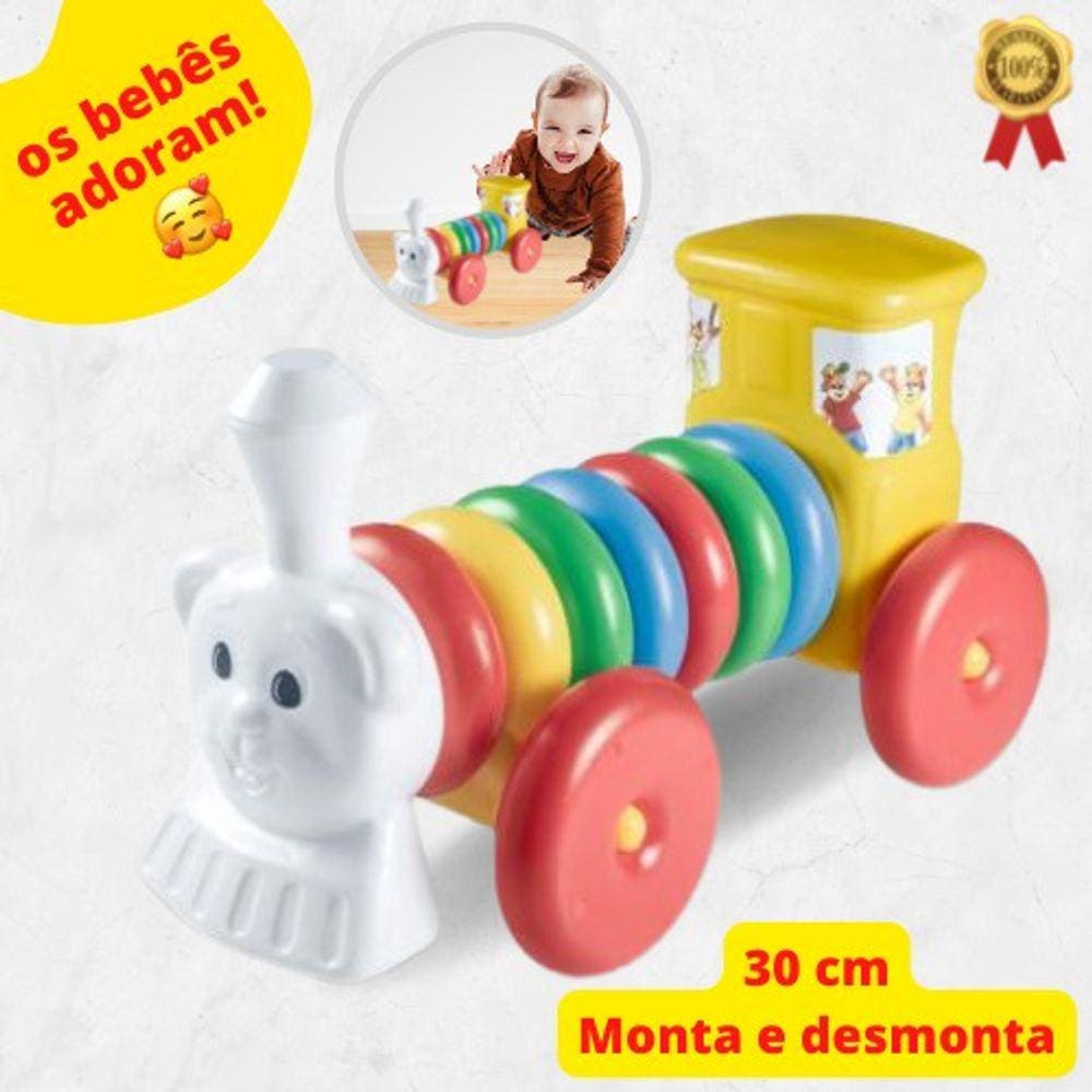 Trem Infantil de Brinquedo Locomotiva Expressa Com Trilhos Art Brink - Vou  Comprar