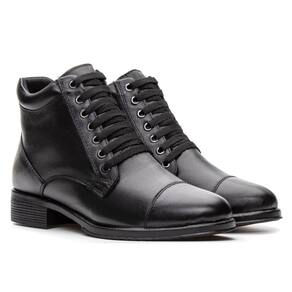 Bota Coturno Feminina Couro Cadarço Lisa Casual Moderna