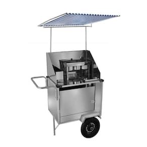 Carrinho de Cachorro Quente Inox com Toldo Rodas Pneumáticas