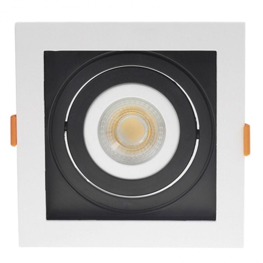 Embutido Quadrado Recuado Par20 1xE27 Preto e Branco Nordecor