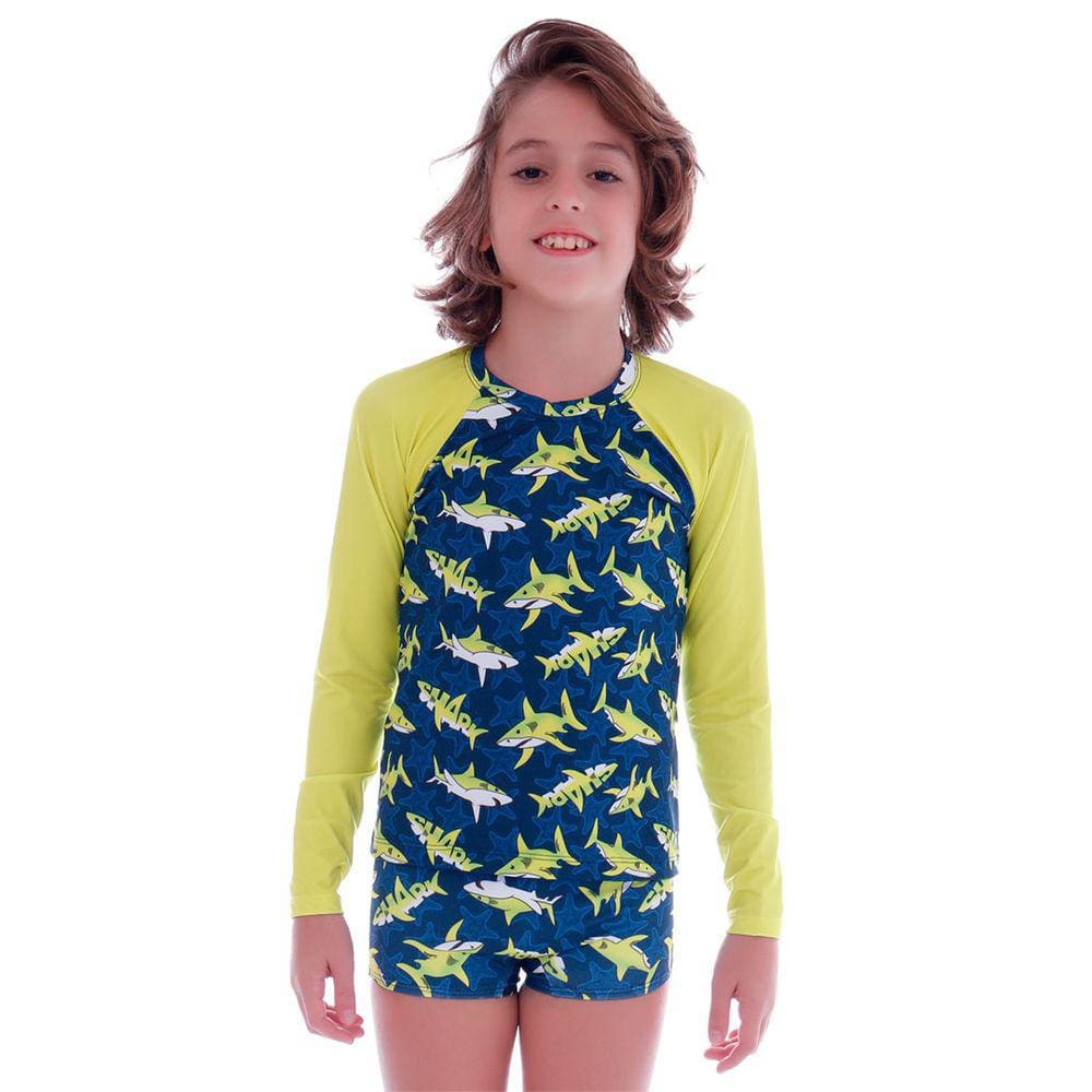 Conjunto Praia Infantil Shark Marinho Cecí