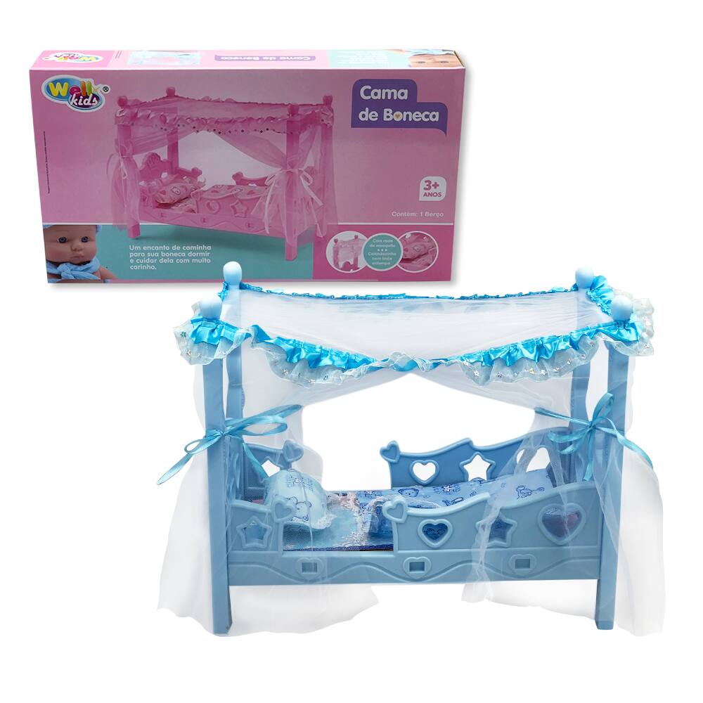 Berço De Boneca Com Colchão Mosqueteiro Azul Bercinho Infantil