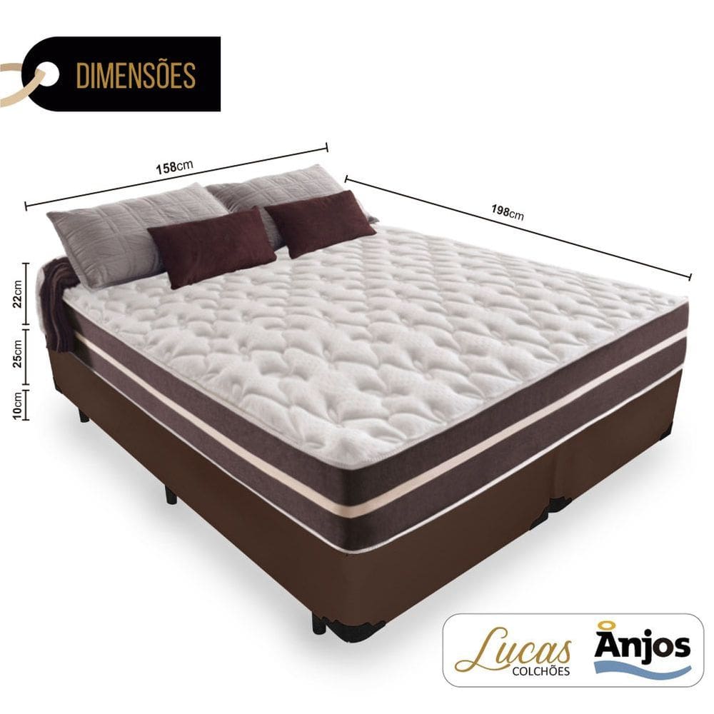 Cama Box Queen + Colchão de molas - Anjos - Classic Superlastic 158cm