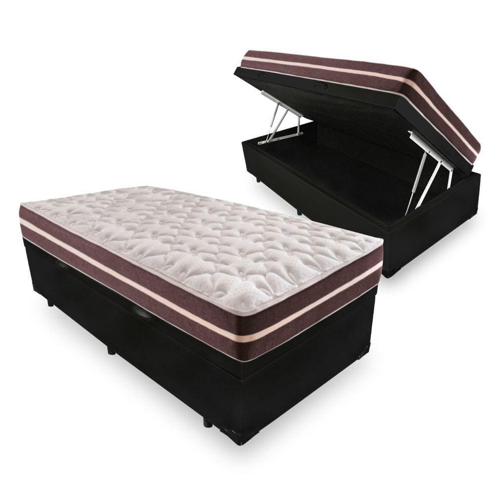imagem-Cama Box com Baú Solteiro King + Colchão de molas - Anjos - Classic Superlastic 96cm - Preto 