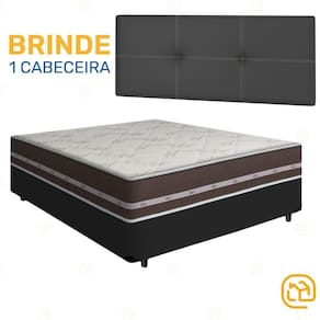 Cama Box + Cabeceira Painel Iris + Colchão Casal Classic Superlastic 138cm