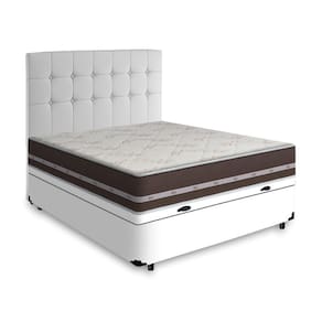 Cama Box Baú + Cabeceira Cassis e Colchão Casal - Anjos - Classic Superlastic 138cm