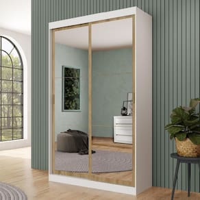 Guarda Roupa Casal 2 Portas 2 Gav Espelho Branco Carraro Nero