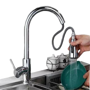 Torneira Gourmet Extensível 50cm Monocomando com Misturador de Temperatura Água Quente e Fria Cozinha Cromada Bancada