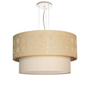 Luminária De Teto Pendente Palha Cúpula Dupla Cru 50X25