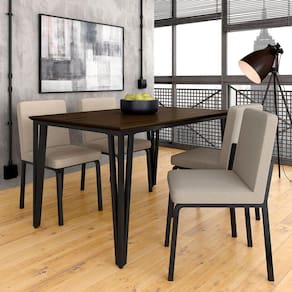 Mesa Com 4 Cadeiras Industrial 1,36 Denver Pt/im/bg - Móveis Arapongas
