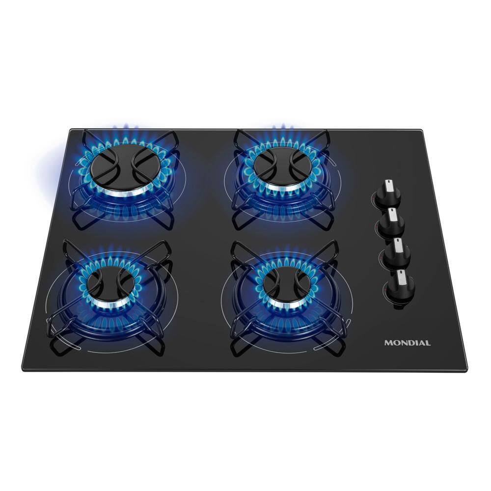 Cooktop a Gás Mondial 4 Bocas Preto/Inox CTG-01 - Bivolt - Bivolt