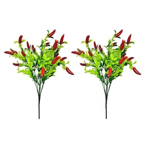 Jogo 2 Buquê Pimenta Artificial 18 Pimentas Cada 35cm