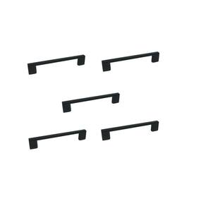 Kit 5 Puxador Preto Fosco Il 950 Metal 96Mm Com Parafusos
