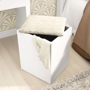 Puff Báu Tecno Mobili - Branco/ Floral Pérola