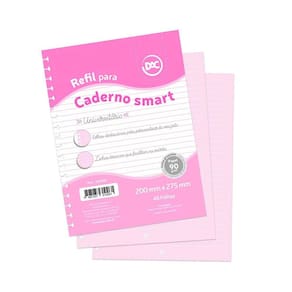Refil De Folhas Para Caderno Smart Universitário - Follhas Rosa e Pauta Branca